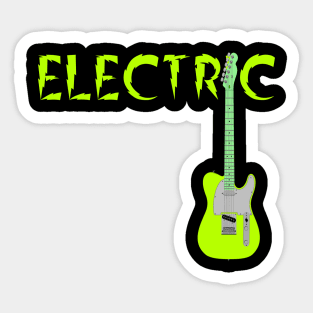 Electric Guitar, Electric Avenue, Green Guitar Sticker